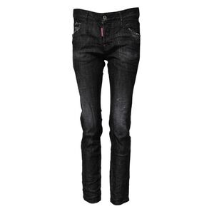 Dsquared² Black Washed Cotton Mid Waist Skinny Women's Jeans